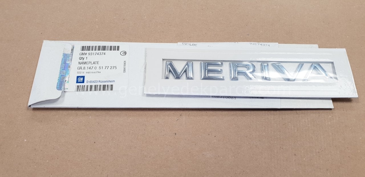 Opel Meriva A Bagaj Üzeri ( MERİVA ) Yazı Orijinal Ürün